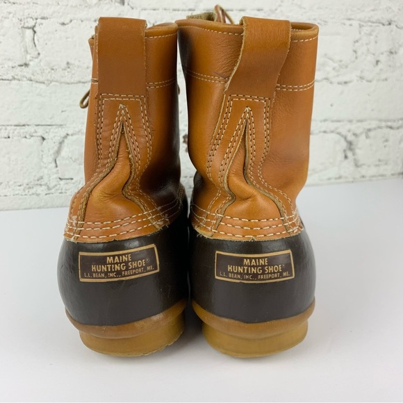 L.L. Bean Brown Leather Duck Bean Boots Unlined Lace Up Tall 11 GW W11/M9 main image 7